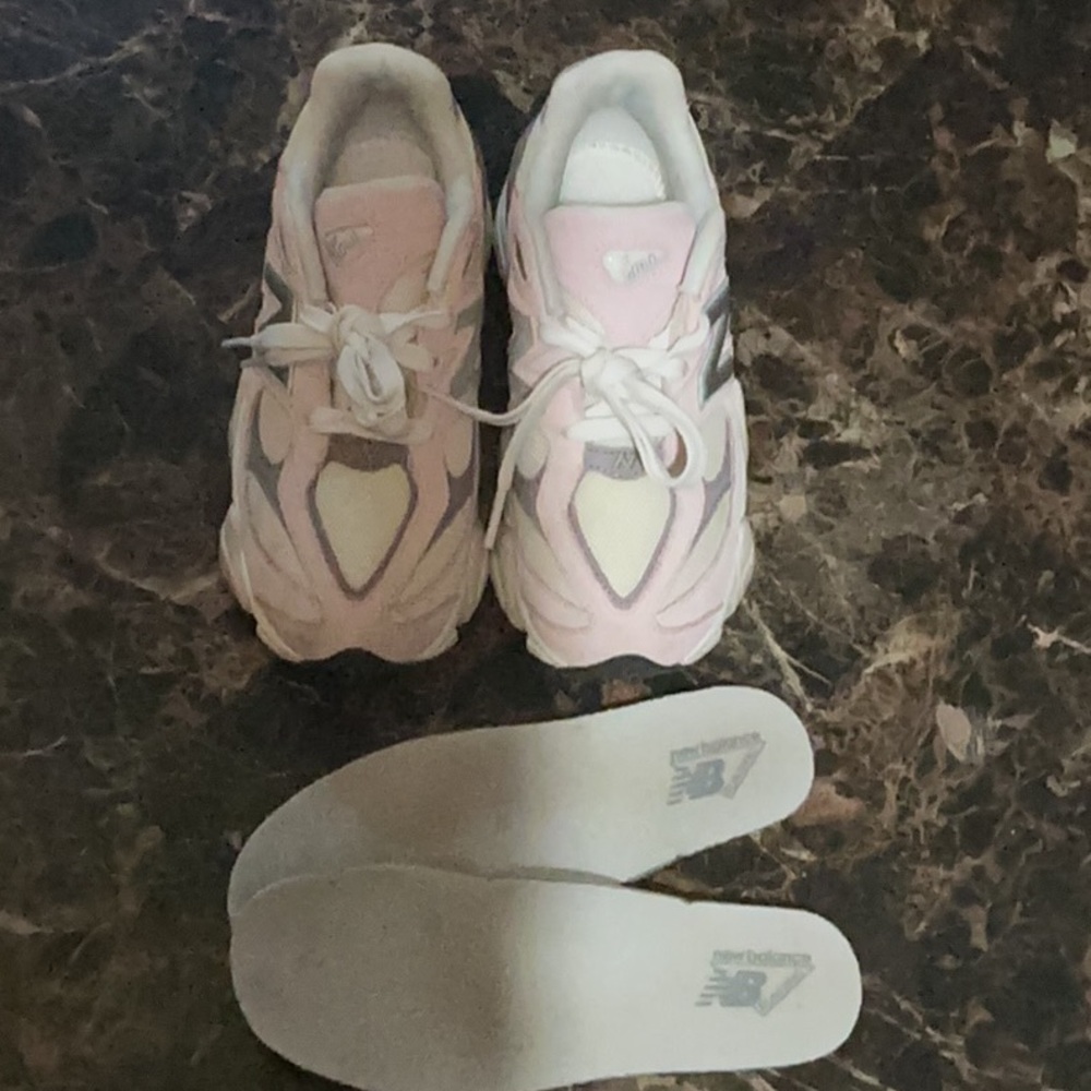 New Balance 9060 Pink and Cream Athletic Shoes